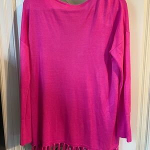 Lilly Pulitzer Vibrant Pink Fringe Hem Sweater size medium
